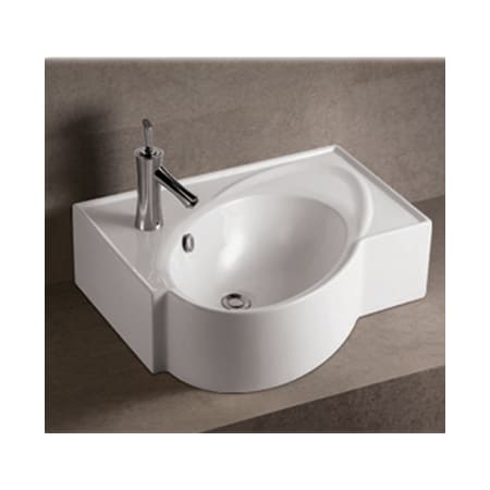 Whitehaus Rctnglr Wall Mount Bathroom Basin W/ An Integrated Oval Bowl, Overflow, WHKN1129